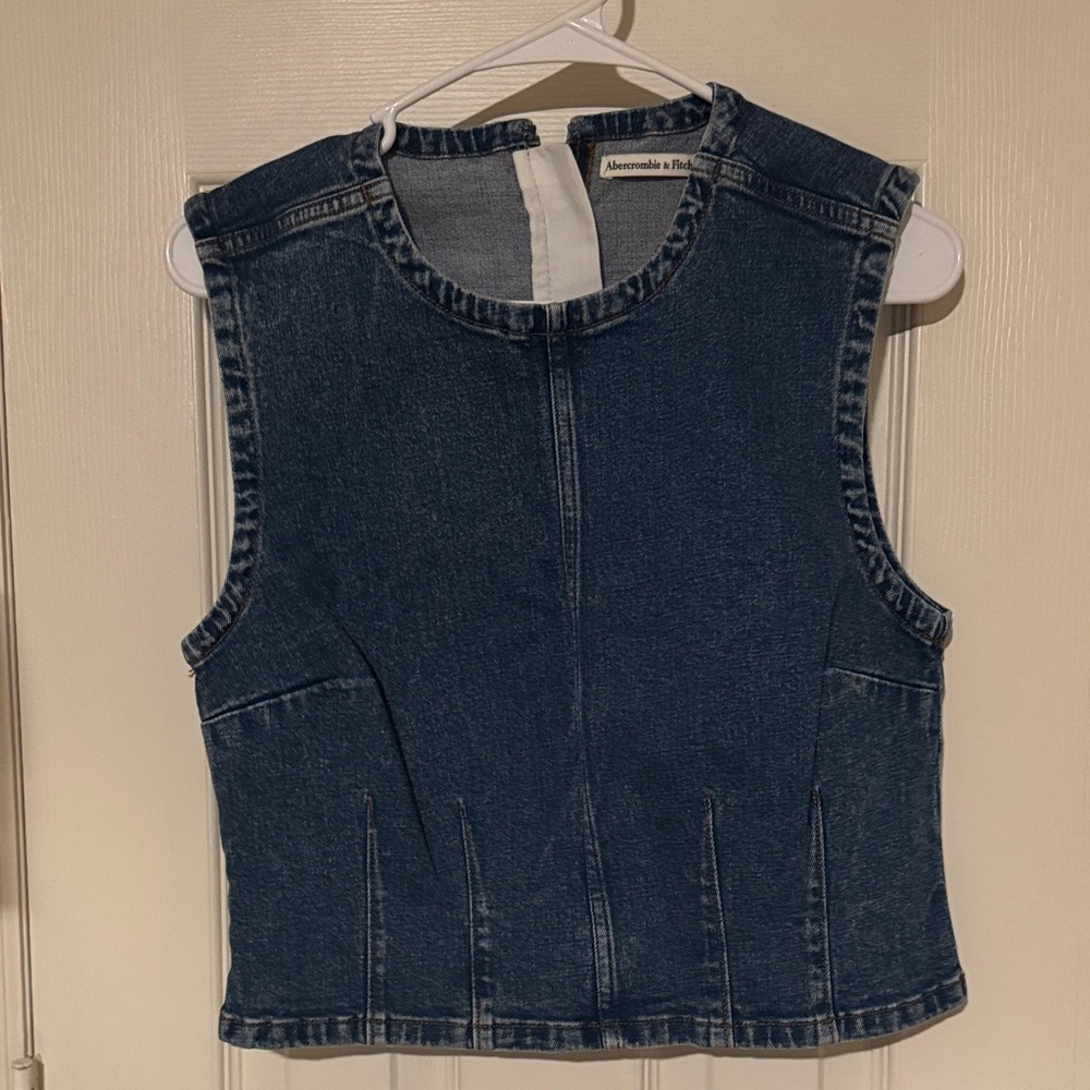 Abercrombie & Fitch Blue Denim Sleeveless Top